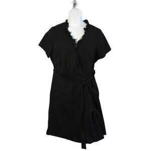 Lane Bryant 28 28W Black Belted Wrap Dress Stretch